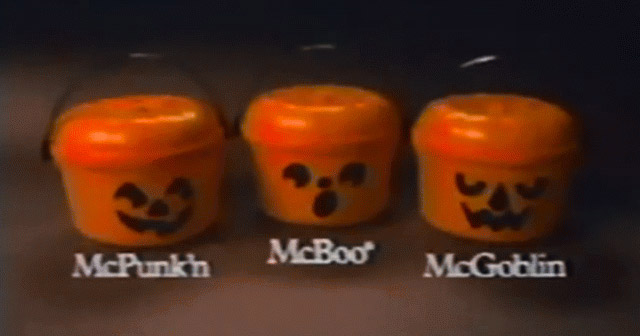 Vintage McDonalds Halloween Bucket Mc Goblin & Mc Punk'n Orange Candy Pails 1986 