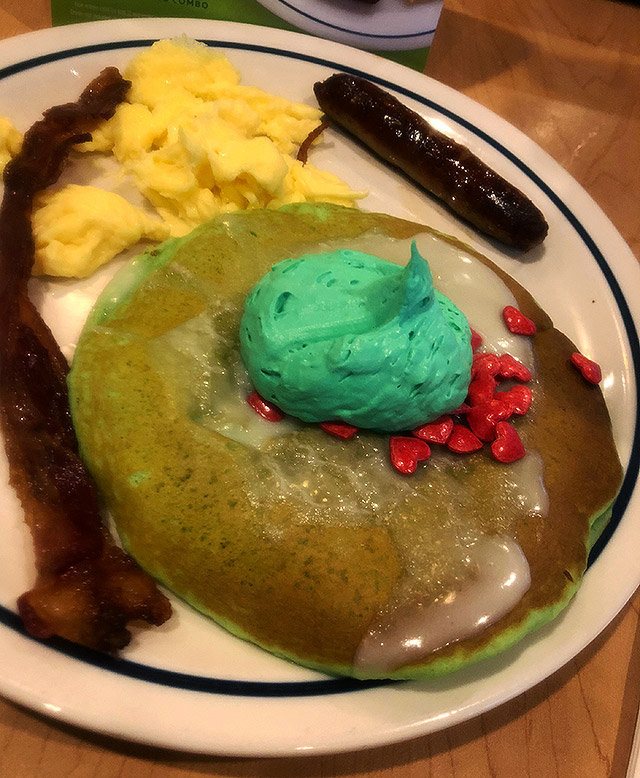 Dinosaur Dracula on X: Grinch Pancake from IHOP did not look like