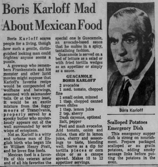 Boris Karloff s Guacamole Recipe Dinosaur Dracula