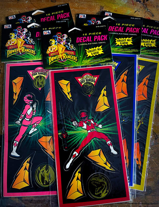 VTG 1993 POWER RANGERS 16 Piece Decal Pack Stickers Set ALL 5 NEW! 